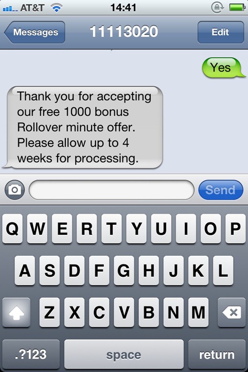 1000 Free Rollover Minutes