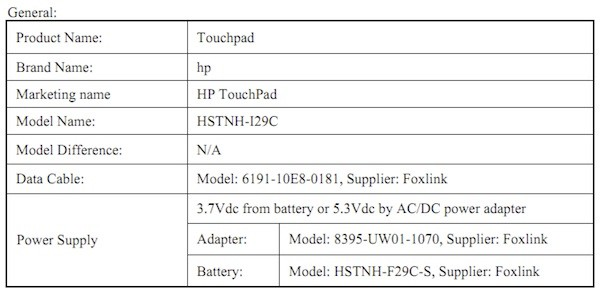 hp touchpad. HP TouchPad Makes FCC