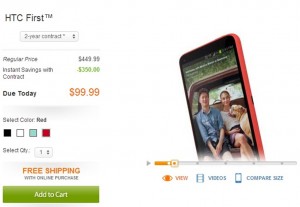 AT&T’s HTC First with Facebook Home Now Available For $99.99 in 4 Colors AT&T’s HTC First with Facebook Home Now Available For $99.99 in 4 Colors