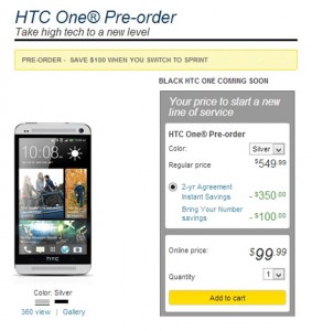 Sprint’s HTC One Pre-Orders Are Live Now; Costs $99 for New Customers Sprint’s HTC One Pre-Orders Are Live Now; Costs $99 for New Customers