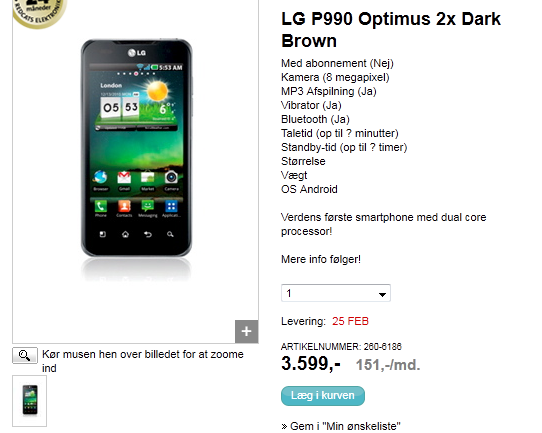 lg optimus 2x price. LG Optimus 2X Full