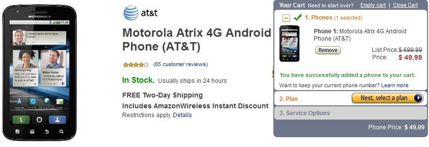 motorola atrix 4g. Motorola Atrix 4G pricing at