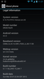 Motorola DROID RAZR’s Android 4.0.3 ICS Build 6.14.75 Showed Up Motorola DROID RAZR’s Android 4.0.3 ICS Build 6.14.75 Showed Up
