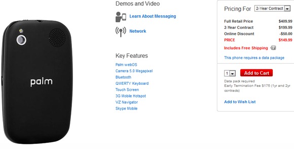 Palm Pre Delivers To Verizon For On Contract Gadgetian