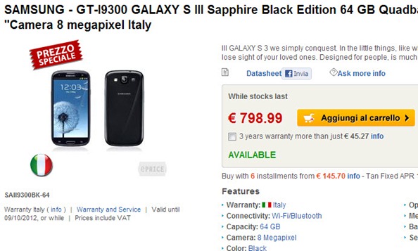 samsung galaxy s3 classic price