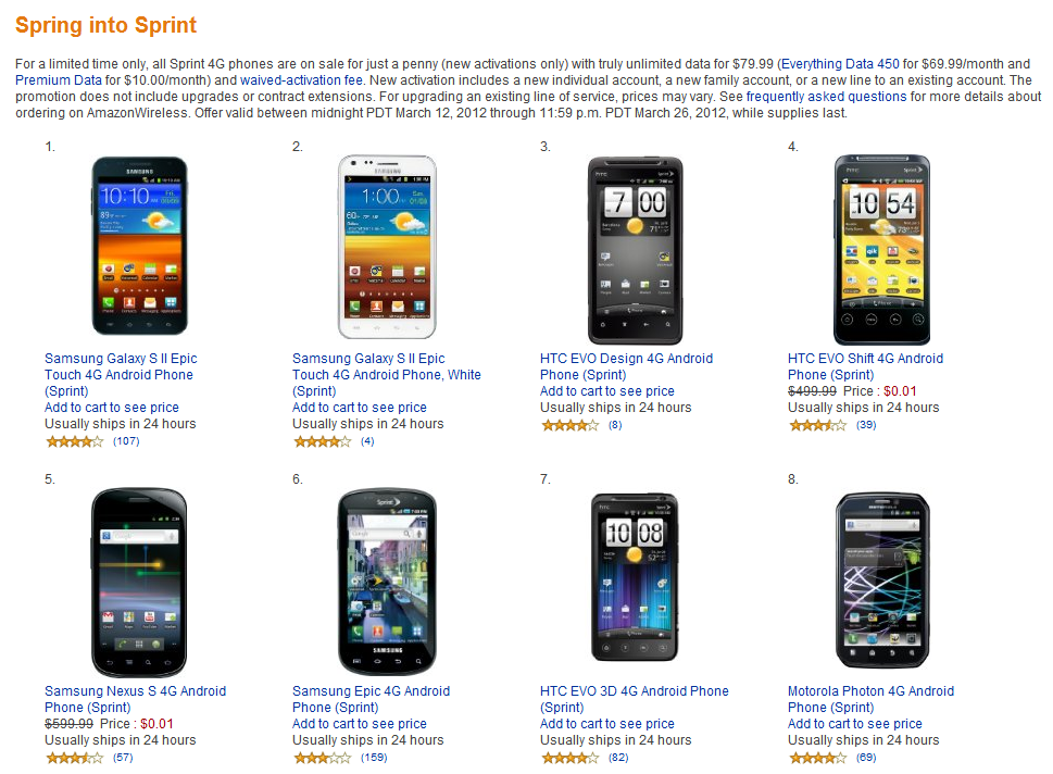 [Deals] All Sprint 4G Phones Just A Penny On Amazon until March 26th