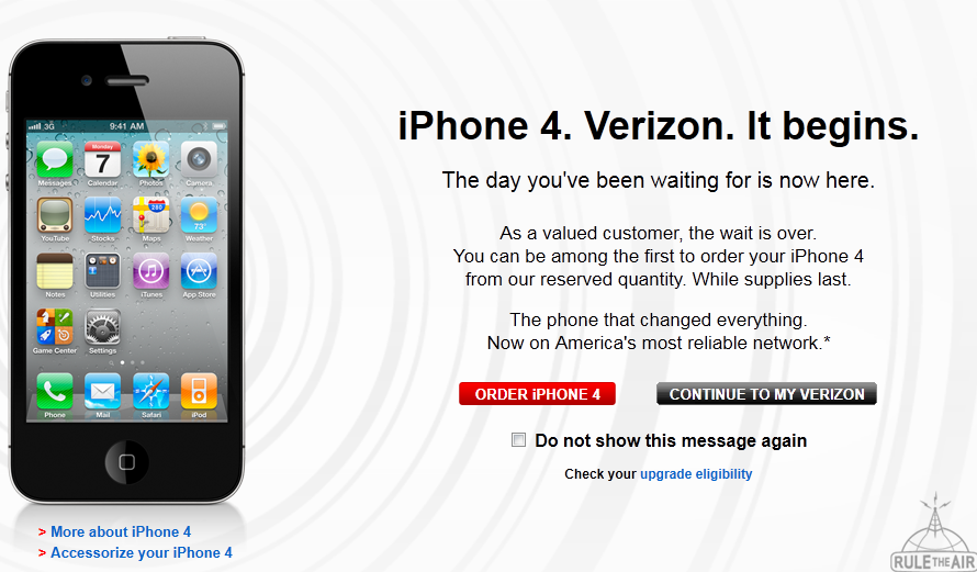 Verizon iPhone 4 pinned for Pre-order now; 16GB for $199 & 32GB for $299 on 
