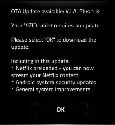 Download] Vizio Tablet Gets Netflix Software Update V.I.A. Plus 1.3