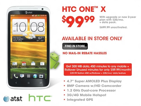 HTC One X For $99 At RadioShack Stores