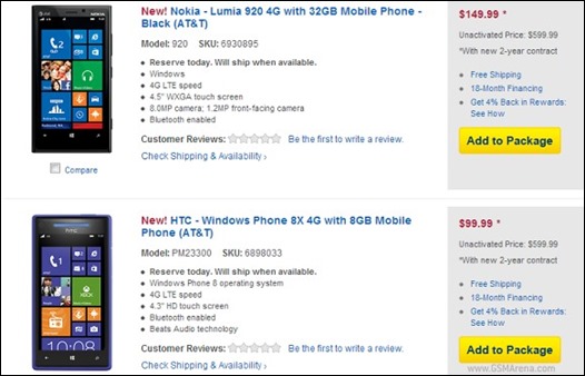 AT&T Lumia 920, HTC 8X Pre-Order at Best Buy