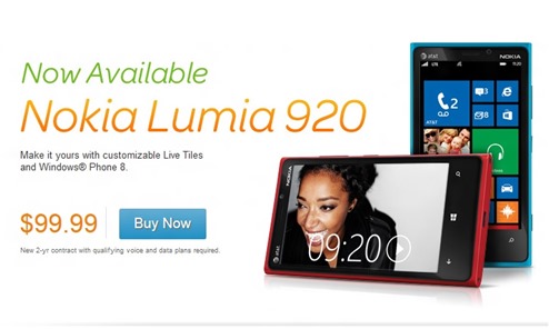 AT&T Nokia Lumia 920 Pricing