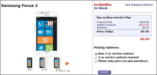 Samsung Focus 2 For $9.99 At Walmart