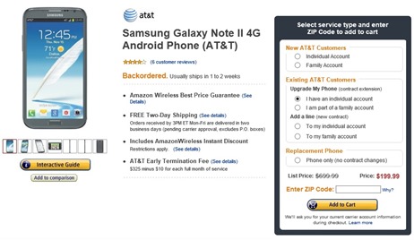 AT&T Galaxy Note II Price Cut