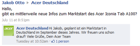 Acer Iconia Tab A100 With Android 3.2 Slated For September Release