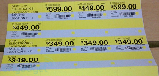 Acer Iconia Tag A100's Walmart Price Tag