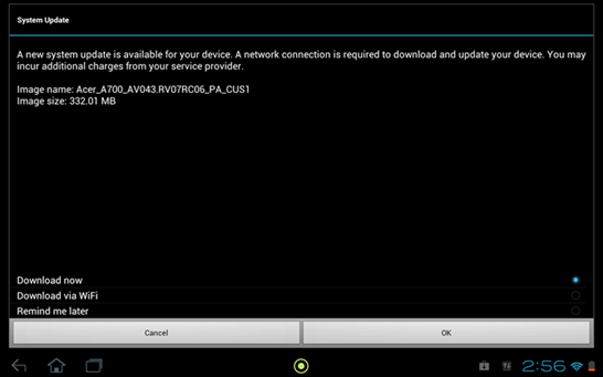 Acer Iconia Tab A700 Android 4.1.1 Jelly Bean Update