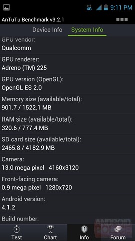 AnTuTu benchmark result of the ZTE Quantum