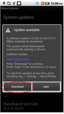 Motorola Droid R2-D2 Gingerbread Update 4.5.602.A957