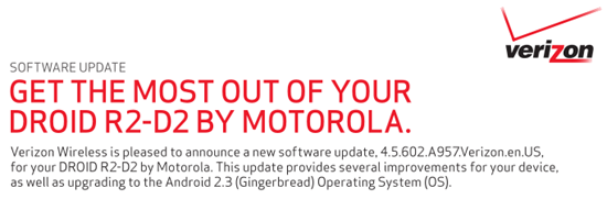 Motorola Droid R2-D2 Gingerbread Update 4.5.602.A957