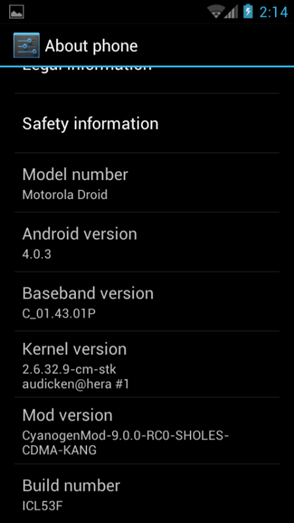 Alpha Android 4.0.3 ICS ROM For OG Droid 