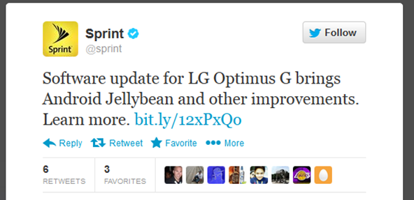 Android 4.1.2 Jelly Bean update for Sprint LG Optimus G is now available