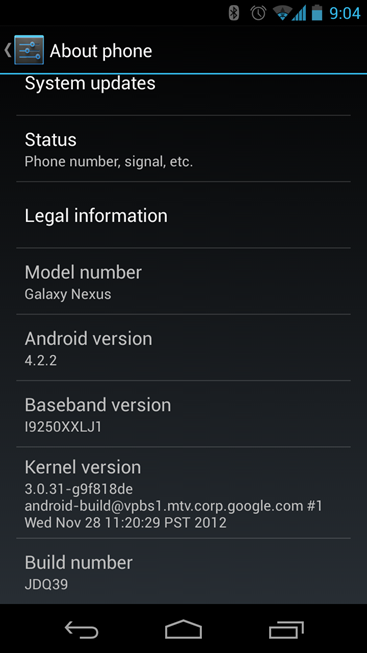 GSM Galaxy Nexus Android 4.2.2 Jelly Bean Update