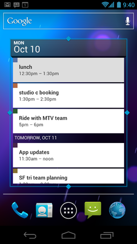 Android Ice Cream Sandwich Calender Widget