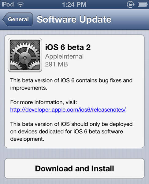 Apple iOS 6 Beta 2