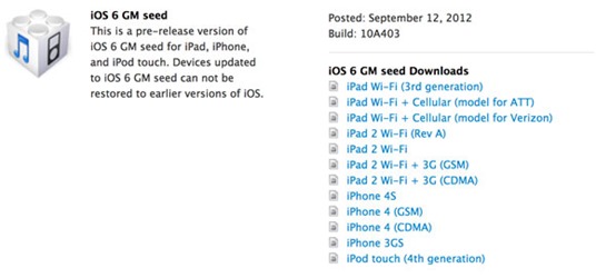 iOS 6 Gold Master
