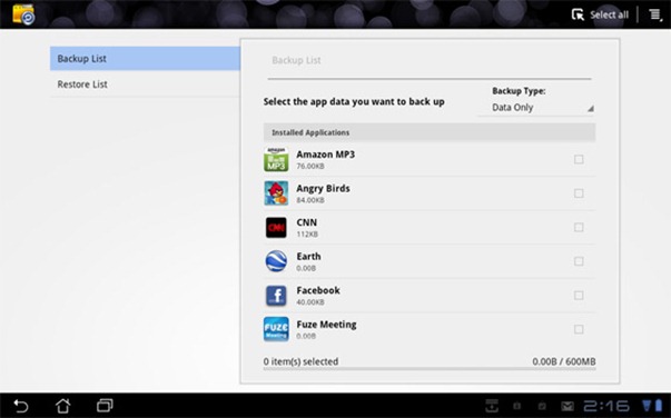 Asus Transformer Gets App Backup