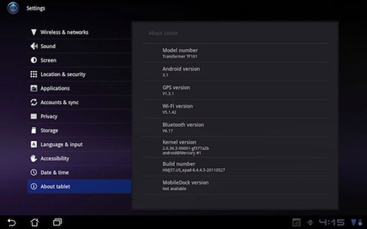 ASUS Eee Pad Transformer Gets Android 3.1 Honeycomb Update