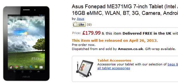 Asus FonePad is now up for pre-order in the UK via Amazon
