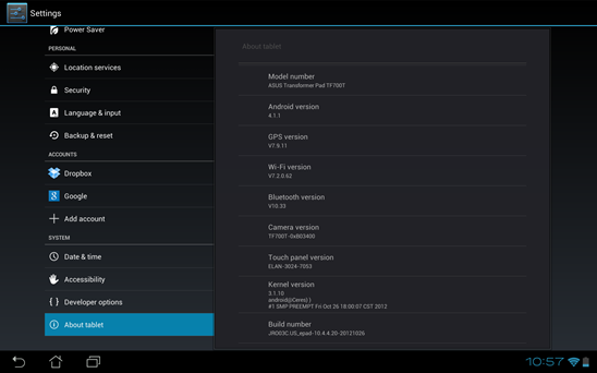Transformer Pad Infinity TF700T Update v10.4.4.20