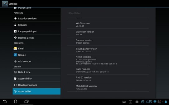 Asus Transformer Pad 300 Gets Update v10.4.2.17