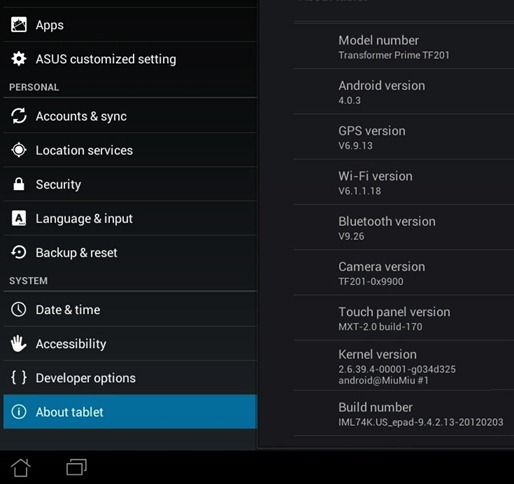 Asus Transformer Prime 9.4.2.13 Software Update