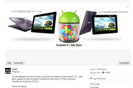 Asus Transformer Prime And Pad Infinity Jelly Bean Update Changelog