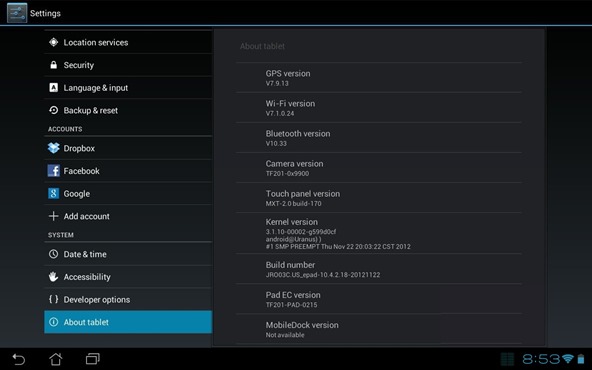 ASUS Transformer Prime TF201 Update 10.4.2.18
