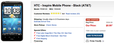 AT&T's HTC Inspire 4G For Free At Best Buy