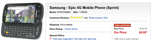Sprint's Samsung Epic 4G For Free At Best Buy