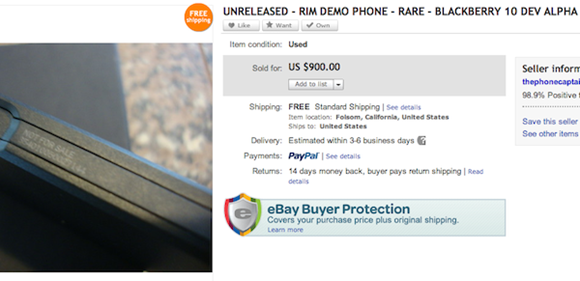 BlackBerry 10 Dev Alpha devices pop up on eBay