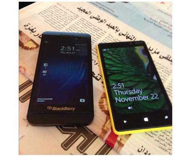 BlackBerry 10 L-series  smartphone and Nokia Lumia 820