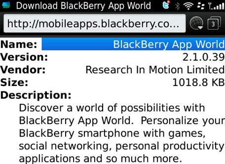 BlackBerry App World v2.1.0.39