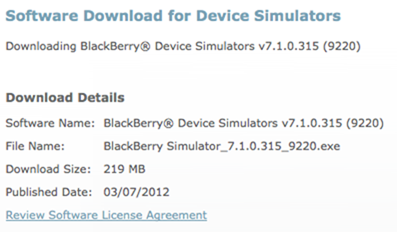BlackBerry Curve 9220 Simulator