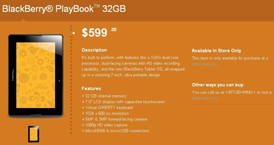 BlackBerry PlayBook At WIND Stores