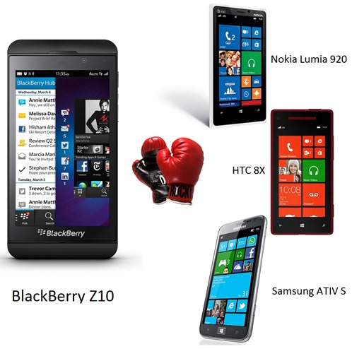 BlackBerry Z10 vs. Lumia 920 vs. HTC 8X vs. ATIV S: Specs Comparison