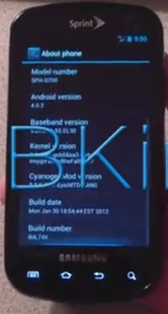 Samsung Epic 4G Android 4.0.3 ICS CM 9 Alpha 1