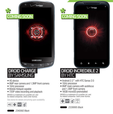 DROID Incredible 2 & Droid Charge Coming Soon To Best Buy