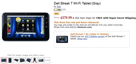 Dell Streak 7 Amazon Pricing