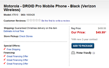 Motorola Droid Pro at Best Buy Mobile