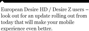 System Update for HTC Desire HD & Desire Z in Europe